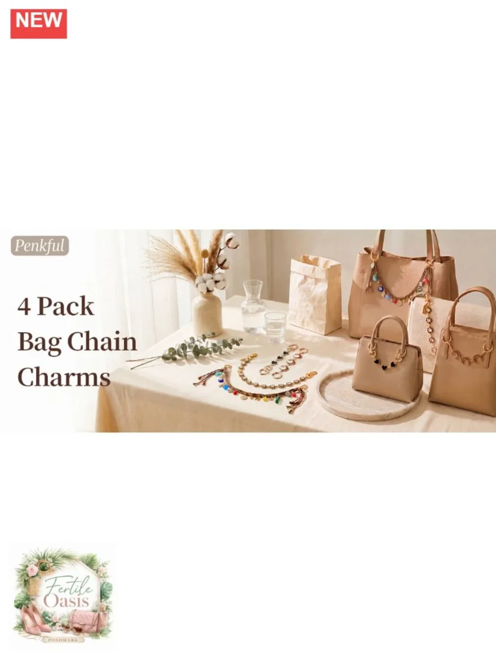 4 Pack Bag Chain Charm, Purse Charms Wallet Chain, Bag Extender Chain with